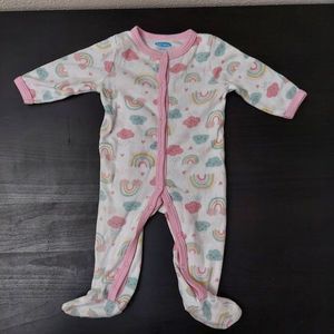 Baby Girl Size 3-6 Months Bon Bebe 1 Piece Outfit Pink & White Rainbows